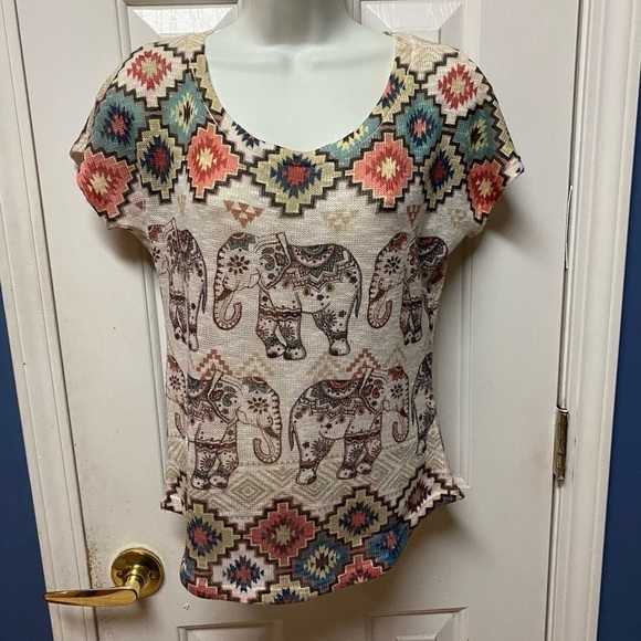 - GAZE USA ELEPHANT KNIT Top SHIRT Gray Pink SWEATER Small Animal Safari T… - Picture 5 of 7
